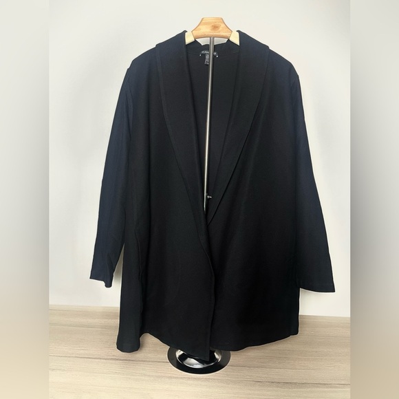 Eileen Fisher | Black Textured Open Front Blazer Jacket Tencel Career Office - Picture 11 of 12